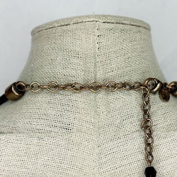 Chico's Colorful Beaded Gold Tone Black Cord Statement Necklace ✨ - Picture 12 of 14